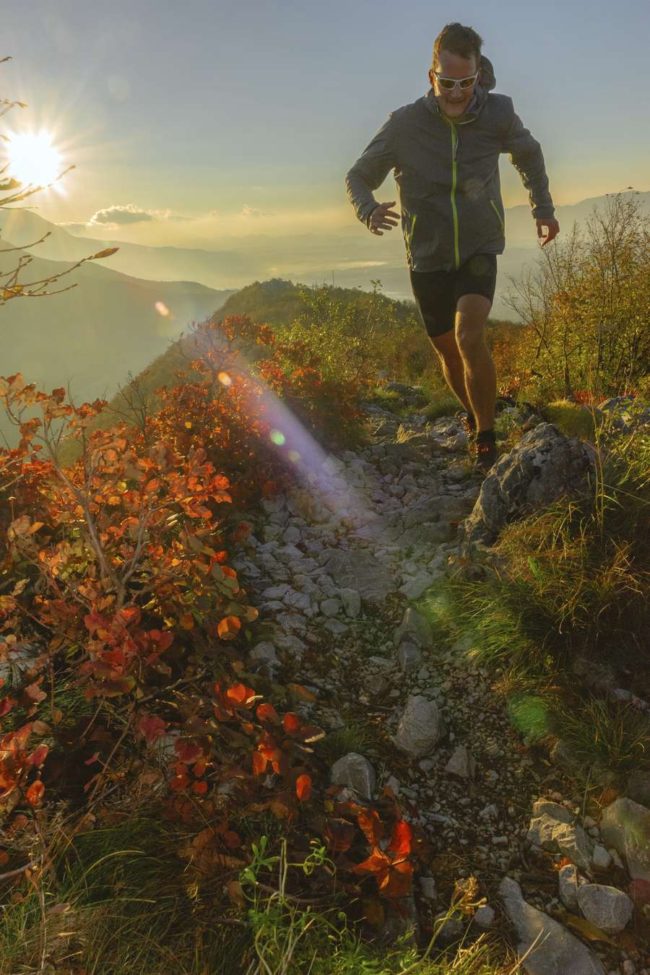 Running in the morning on the mountain, Primorska, Slovenia