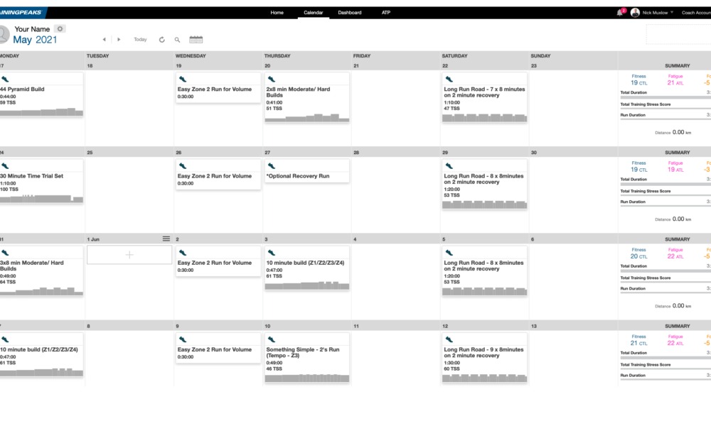 Personalised monthly run program outlining exactly what you have to each and every run set